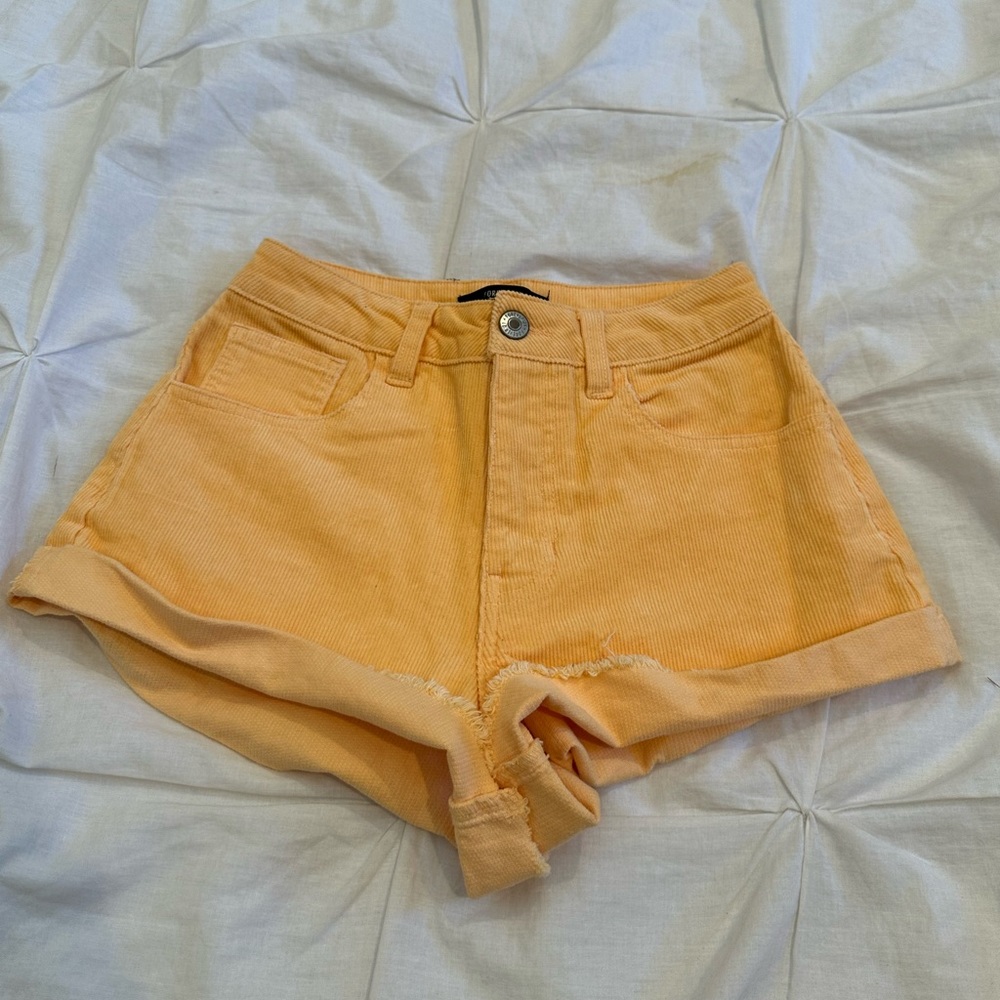 Orange jean shorts